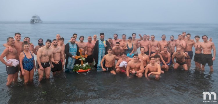 Swimming for the Honourable Cross in the Pacific Ocean in Vancouver